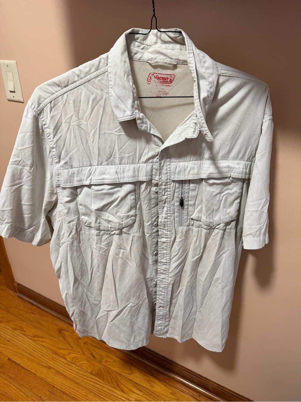 Coleman White Short-Sleeve Button-Down Casual Shirt